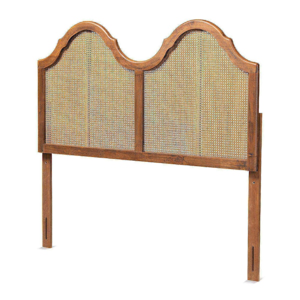 Baxton Studio Hazel Vintage Classic Ash Walnut Finished Wood and Synthetic Rattan King Size Arched Headboard - 181-11129-ZORO