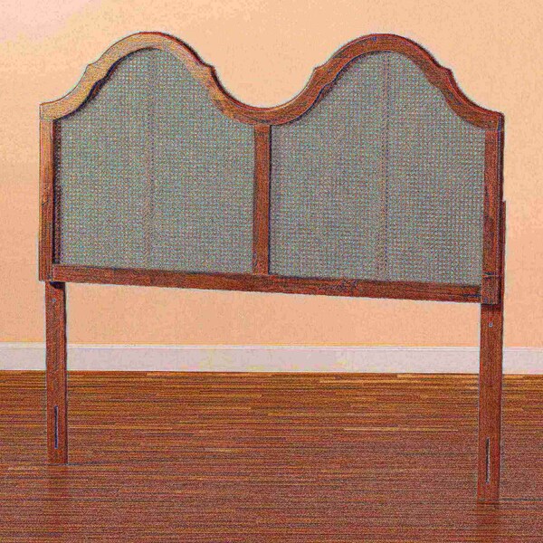 Baxton Studio Hazel Vintage Classic Ash Walnut Finished Wood and Synthetic Rattan King Size Arched Headboard - 181-11129-ZORO