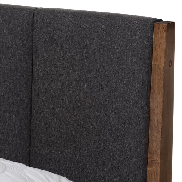 Baxton Studio Ember Dark Grey and Brown Finish Wood Queen Size Platform Bed - 135-7388