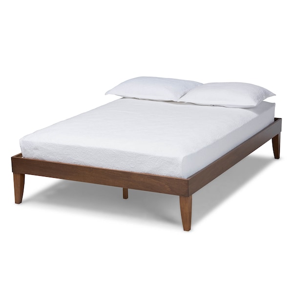 Baxton Studio Lucina Mid-Century Walnut Brown Finished Full Size Platform Bed Frame - 160-9638