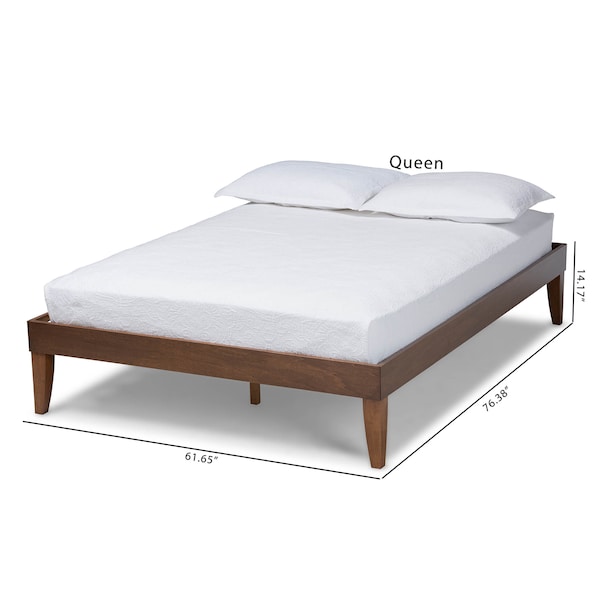 Baxton Studio Lucina Mid-Century Walnut Brown Finished Full Size Platform Bed Frame - 160-9638