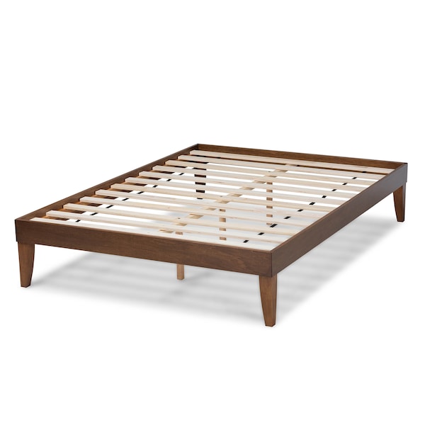 Baxton Studio Lucina Mid-Century Walnut Brown Finished Full Size Platform Bed Frame - 160-9638