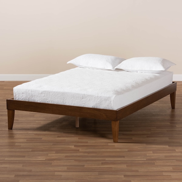 Baxton Studio Lucina Mid-Century Walnut Brown Finished Full Size Platform Bed Frame - 160-9638