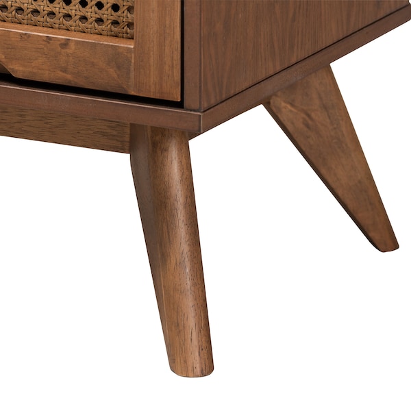 Baxton Studio Rina MidCentury Modern Ash Walnut Finished Wood 3Piece King Size Bedroom Set with Synthetic Rattan - 223-9816-9817-11298-ZORO