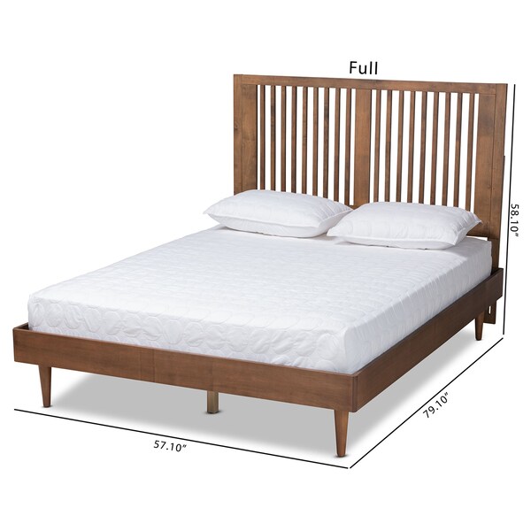 Baxton Studio Kioshi Mid-Century Modern Transitional Ash Walnut Finished Wood Queen Size Platform Bed - 180-11152-9814-ZORO
