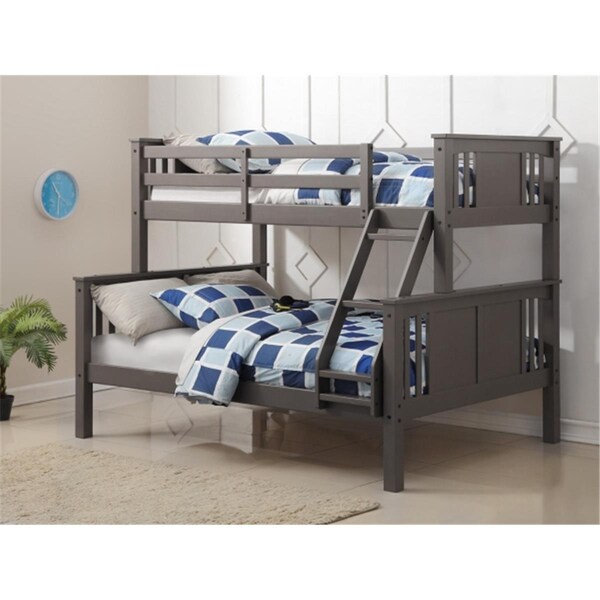 Donco Kids Princeton Twin Size Over Full Bunk Bed, Slate Grey - PD_318TFSG