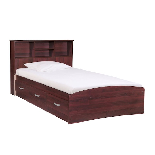 Kd Muebles De Dormitorio 15 x 41 x 77 in. California Wooden Twin Size Captains Bed, Mahogany - KD2207464