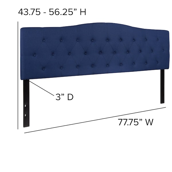 Flash Furniture King, Cambridge Headboard, Navy Fabric - HG-HB1708-K-N-GG