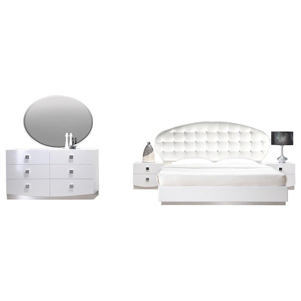 Kd Gabinetes 5 Piece Queen France White Modern Platform Set - KD2825154