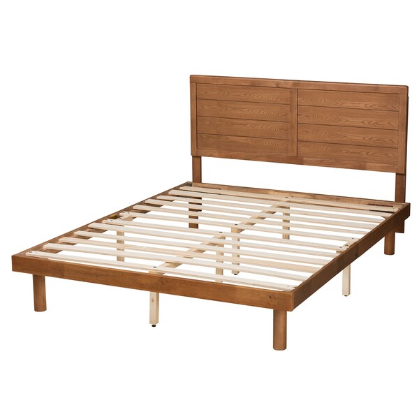 Baxton Studio Daina Mid-Century Modern Ash Walnut Finished Wood Full Size Platform Bed - 230-9425-11887-ZORO