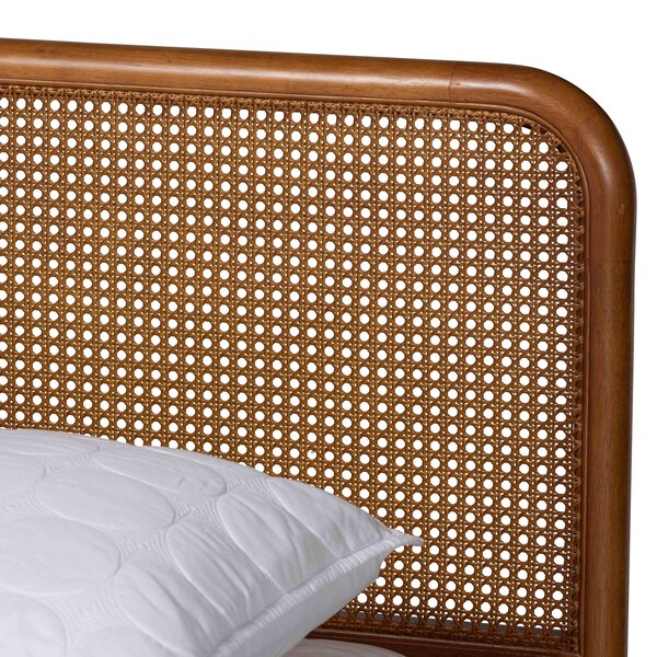 Baxton Studio Rosita Mid-Century Modern Light Grey Velvet Fabric and Walnut Brown Finished Platform Bed-Queen - 242-13530-ZORO