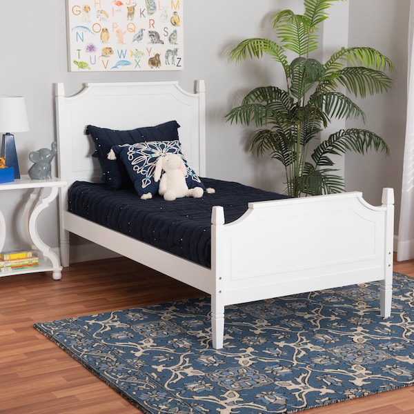 Baxton Studio Mariana Classic and Traditional White Finished Wood Twin Size Platform Bed - 224-12536-ZORO
