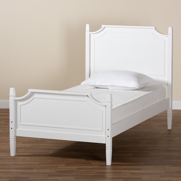 Baxton Studio Mariana Classic and Traditional White Finished Wood Twin Size Platform Bed - 224-12536-ZORO