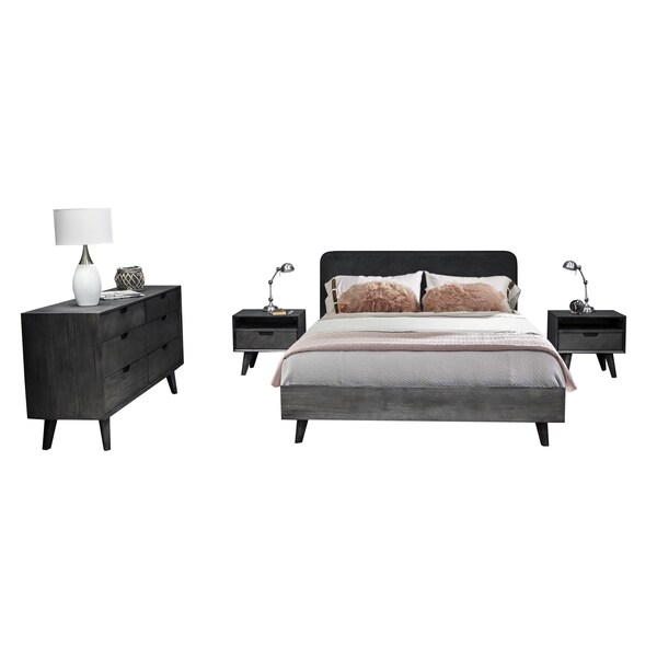 Armen Living Mohave 4 Piece Acacia King Bedroom Set with Dresser and Nightstands - SETMVBDKG4A