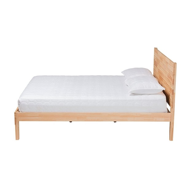 Baxton Studio Hosea Japandi Carved Honeycomb Natural Queen Size Platform Bed - 246-13619-ZORO