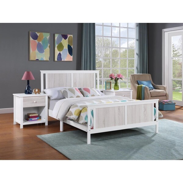 Olive & Opie Connelly Reversible Panel Full Size Bed White & Rockport Gray - 27512-WH