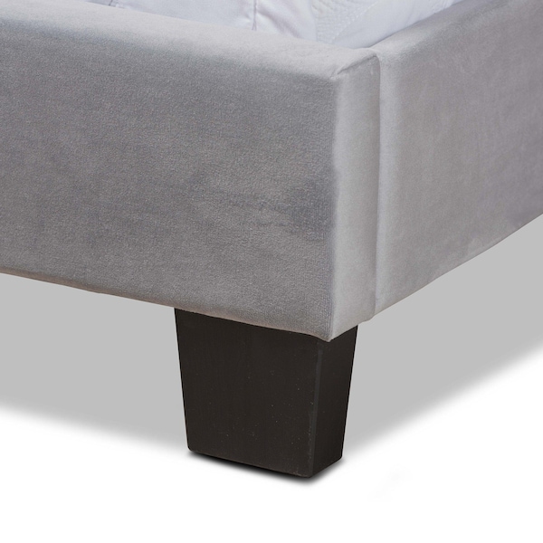 Baxton Studio Caprice Modern and Contemporary Glam Grey Velvet Fabric Queen Size Panel Bed - 183-11261-ZORO