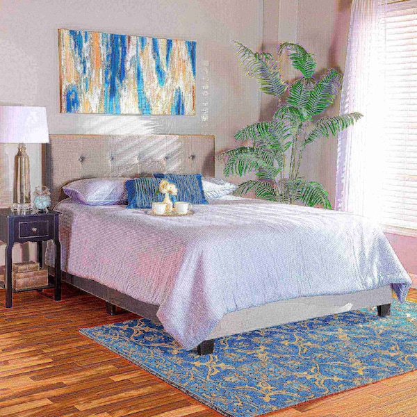Baxton Studio Caprice Modern and Contemporary Glam Grey Velvet Fabric Queen Size Panel Bed - 183-11261-ZORO