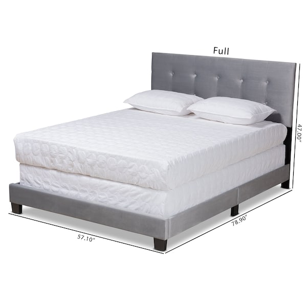 Baxton Studio Caprice Modern and Contemporary Glam Grey Velvet Fabric Queen Size Panel Bed - 183-11261-ZORO