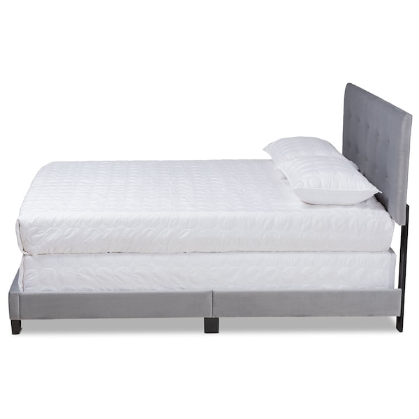 Baxton Studio Caprice Modern and Contemporary Glam Grey Velvet Fabric Queen Size Panel Bed - 183-11261-ZORO