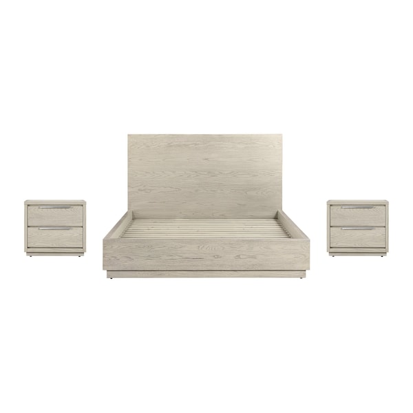 Armen Living Abbey Queen 3 Piece Bedroom Set in Gray Oak Wood - SETAJBDGRQN3A