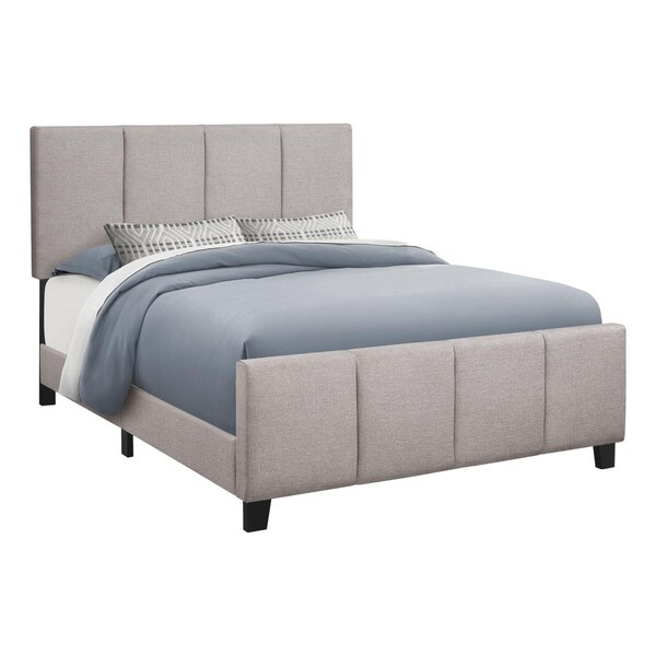 Daphnes Dinnette 88 x 64.25 x 50 in. Bed - Grey Linen with Black Wood Legs - Queen Size - DA3070854