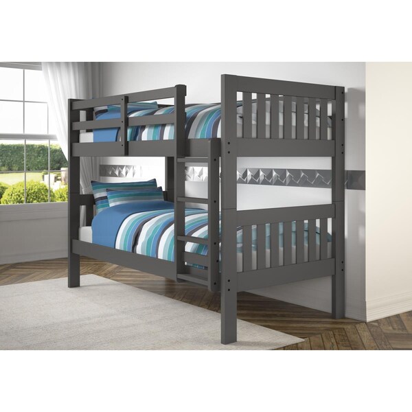 Donco Kids PD-1010-3DG-TT Twin Over Mission Bunk Bed, Dark Grey - PD_1010_3DG_TT