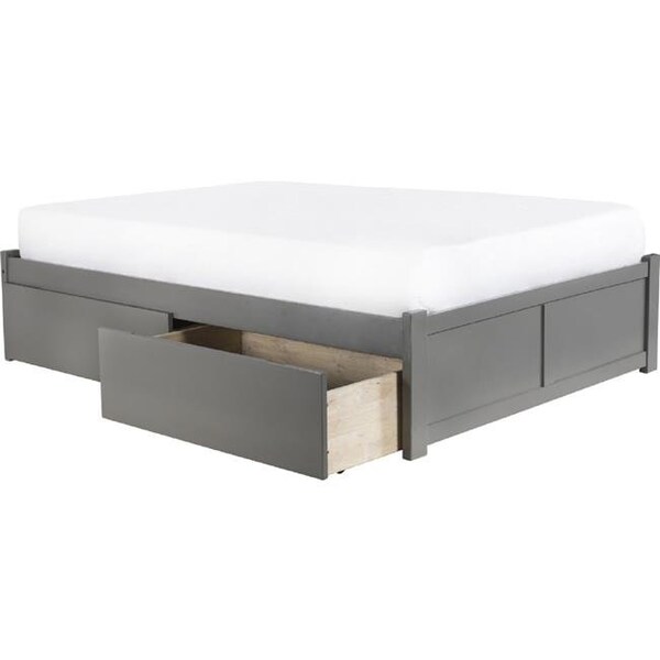 Atlantic Furniture Atlantic Furniture AR8032119 Concord Full Platform Bed with Flat Panel Foot Board & 2 Urban Bed Drawers - Grey - AR8032119