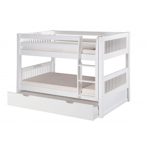 Eco-Flex Camaflexi Low Bunk Bed With Trundle - Mission Headboard - White Finish - C2013_TR