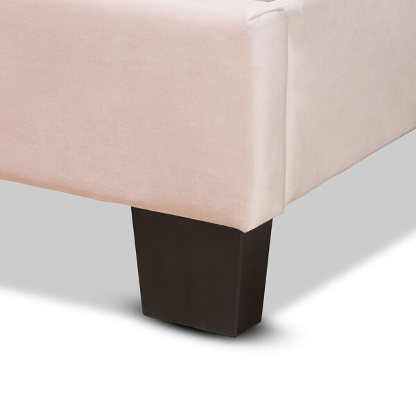 Baxton Studio Tamira Modern and Contemporary Glam Light Pink Velvet Fabric Twin Size Panel Bed - 183-11271-ZORO