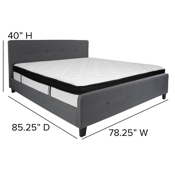 Flash Furniture King Platform Bed Set, Gray - HG-BMF-32-GG