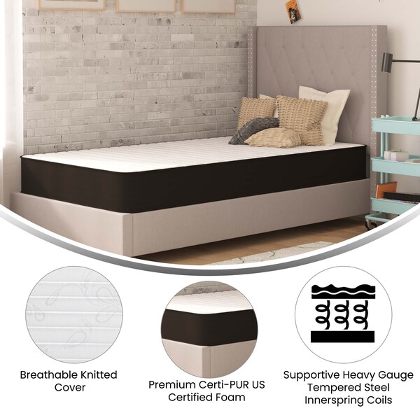 Flash Furniture 8" Hybrid Mattress, Twin Mattress in a Box - CL-E238-B-T-GG
