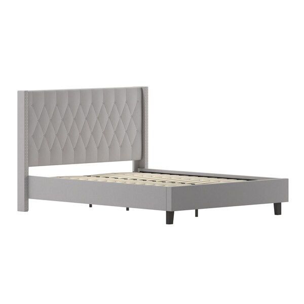 Flash Furniture Platform Bed, Riverdale, Queen, Light Gray - HG-43-GG