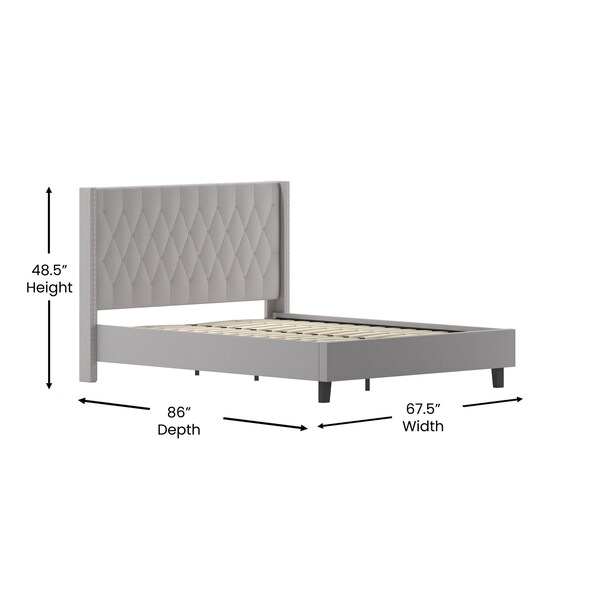 Flash Furniture Platform Bed, Riverdale, Queen, Light Gray - HG-43-GG