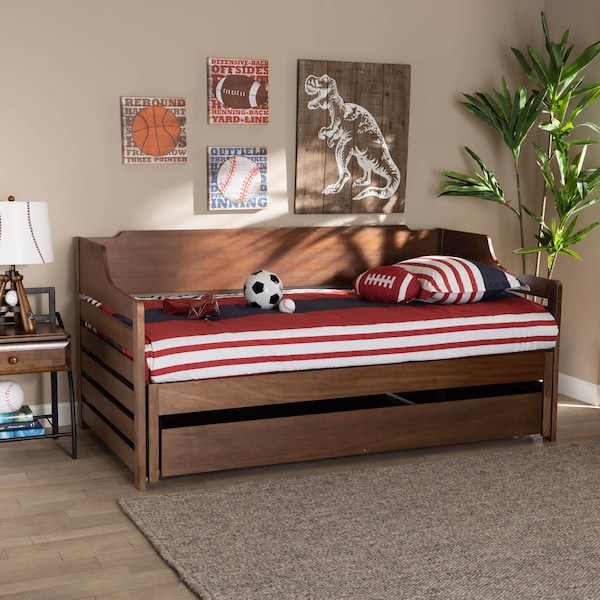 Baxton Studio Jameson Walnut Finished Expandable Twin Size to King Size Daybed - 167-10733