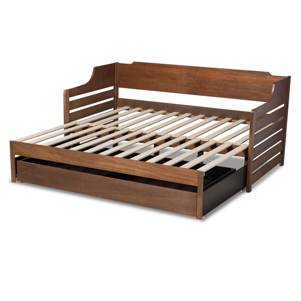 Baxton Studio Jameson Walnut Finished Expandable Twin Size to King Size Daybed - 167-10733