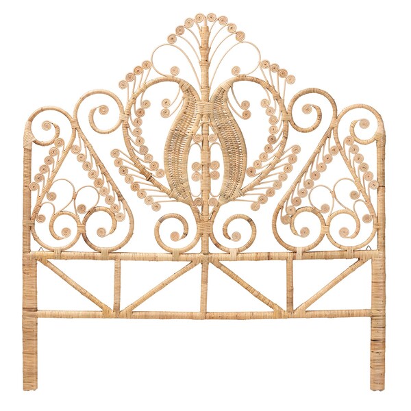 Baxton Studio Caelinus Modern Bohemian Natural Brown Rattan Queen Size Standalone Headboard - 226-13108-ZORO