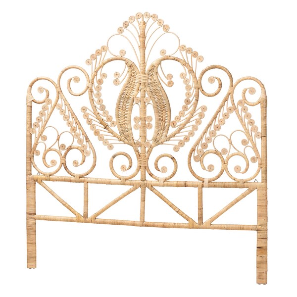 Baxton Studio Caelinus Modern Bohemian Natural Brown Rattan Queen Size Standalone Headboard - 226-13108-ZORO
