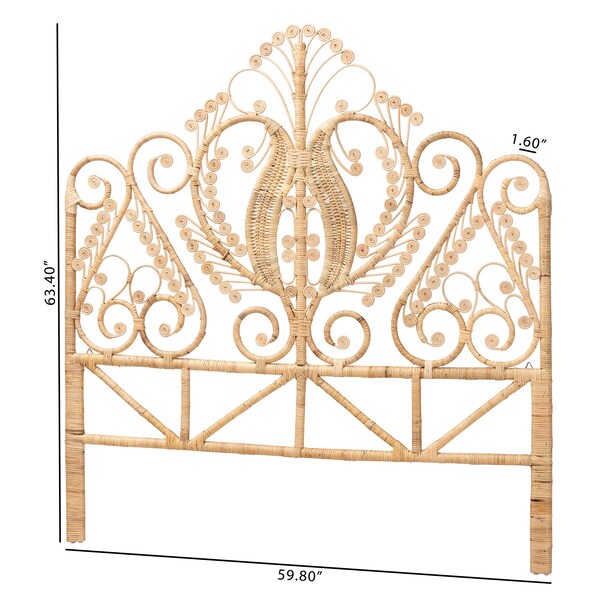 Baxton Studio Caelinus Modern Bohemian Natural Brown Rattan Queen Size Standalone Headboard - 226-13108-ZORO