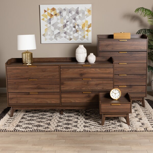 Baxton Studio Lena MidCentury Modern Walnut Brown Finished Wood 3Piece Storage Set - 219-9537-9535-9534-ZORO
