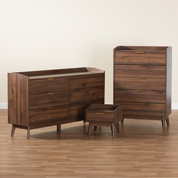 Baxton Studio Lena MidCentury Modern Walnut Brown Finished Wood 3Piece Storage Set - 219-9537-9535-9534-ZORO