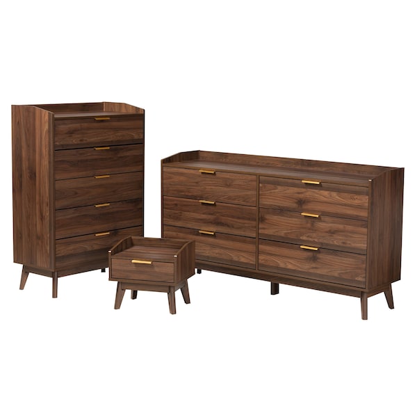 Baxton Studio Lena MidCentury Modern Walnut Brown Finished Wood 3Piece Storage Set - 219-9537-9535-9534-ZORO