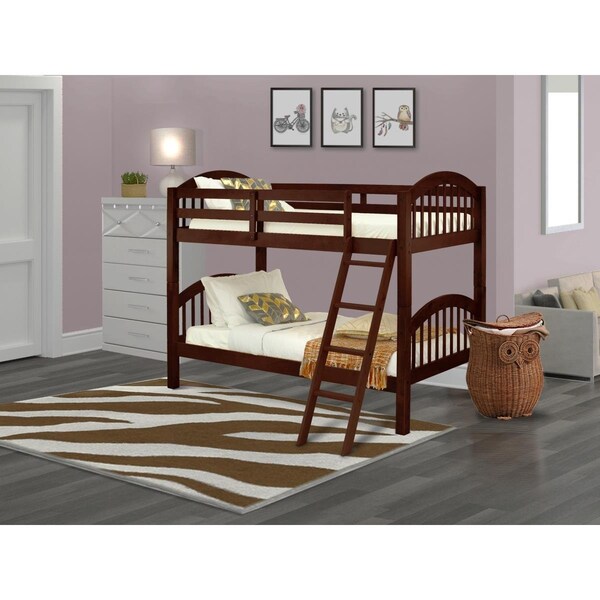 East West Furniture Verona Twin Size Bunk Bed - Java - VEB-08-T