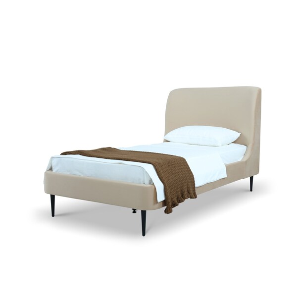 Manhattan Comfort Mid-Century Modern Bedframe with Headboard for Bedroom Use - S-BD003-TW-TP