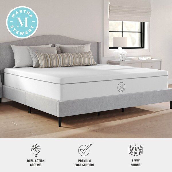 Martha Stewart SleepComplete 12 Inch King Firm Hybrid Pocket Spring and Foam Dual-Action Cooling Mattress - CL-MODE-12K-MS