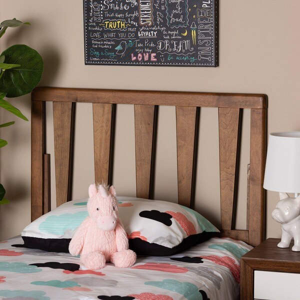 Baxton Studio Duncan Modern and Contemporary Ash Walnut Finished Wood Twin Size Headboard - 181-11100-ZORO
