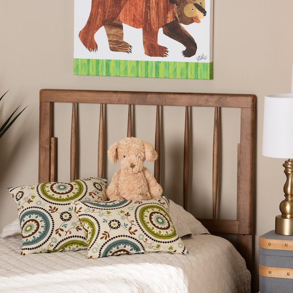 Baxton Studio Valin Modern and Contemporary Ash Walnut Finished Wood Twin Size Headboard - 179-11108-ZORO