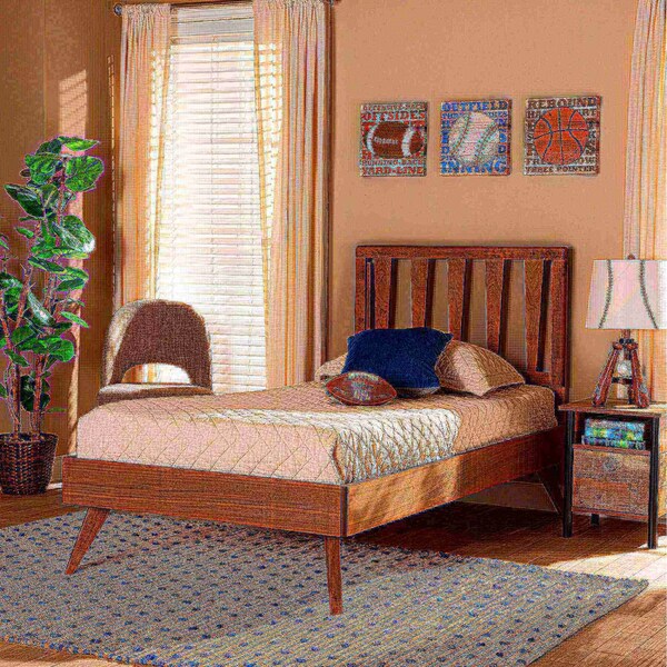 Baxton Studio Michi Modern and Contemporary Ash Walnut Finished Wood Twin Size Bed - 186-11100-11159-ZORO