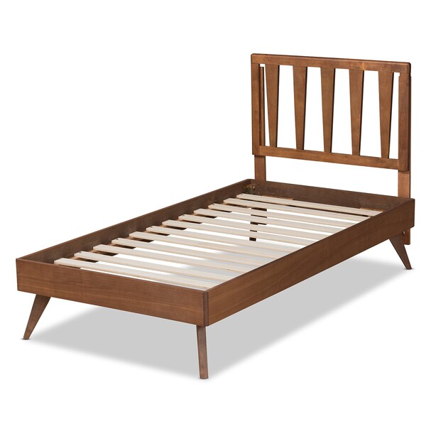 Baxton Studio Michi Modern and Contemporary Ash Walnut Finished Wood Twin Size Bed - 186-11100-11159-ZORO