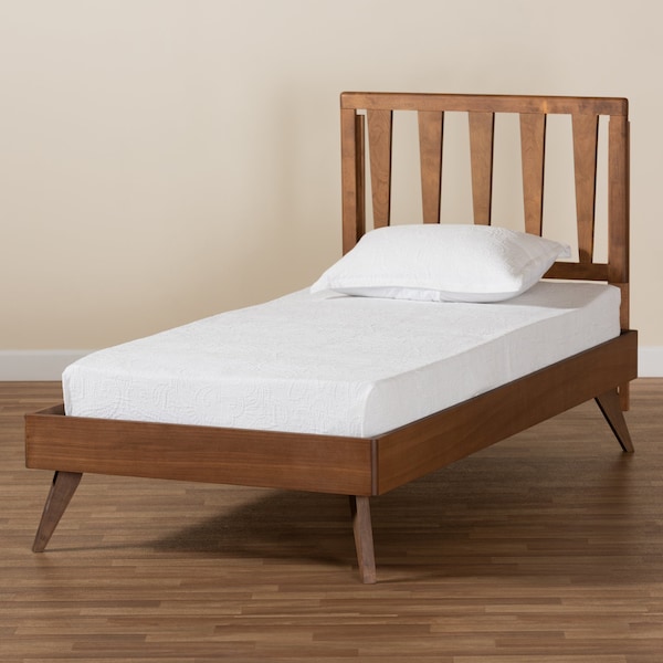 Baxton Studio Michi Modern and Contemporary Ash Walnut Finished Wood Twin Size Bed - 186-11100-11159-ZORO
